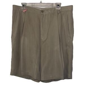 Tommy Bahama Mens Shorts 36 Tan Pleated Silk Relax Golf